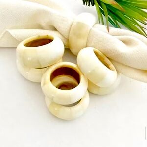 Vintage Faux Stone / Bone Set of (6) Napkin Rings / Holders